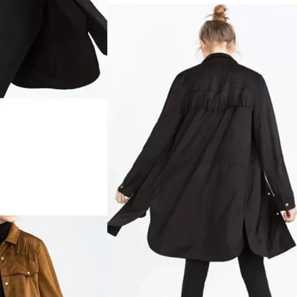 ZARA black suede shirt coat - Picture 9 of 11